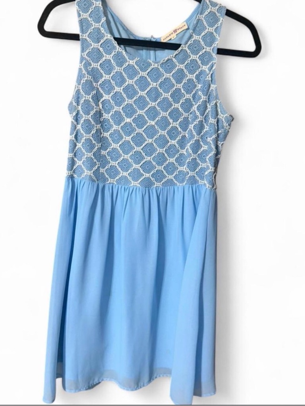 Altar'd State Blue Lace Bodice Chiffon Skater Dress